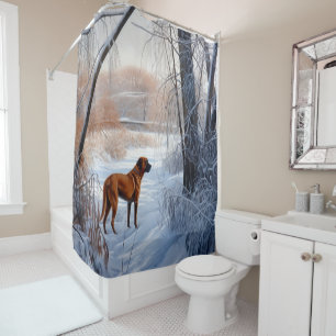 Rhodesian Ridgeback Let It Snow Christmas  Shower Curtain