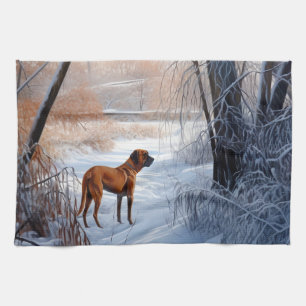 Rhodesian Ridgeback Let It Snow Christmas Tea Towel