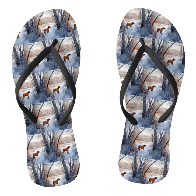 Rhodesian Ridgeback Let It Snow Christmas  Thongs (Footbed)