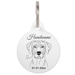 Rhodesian Ridgeback Line Art Personalized Tag