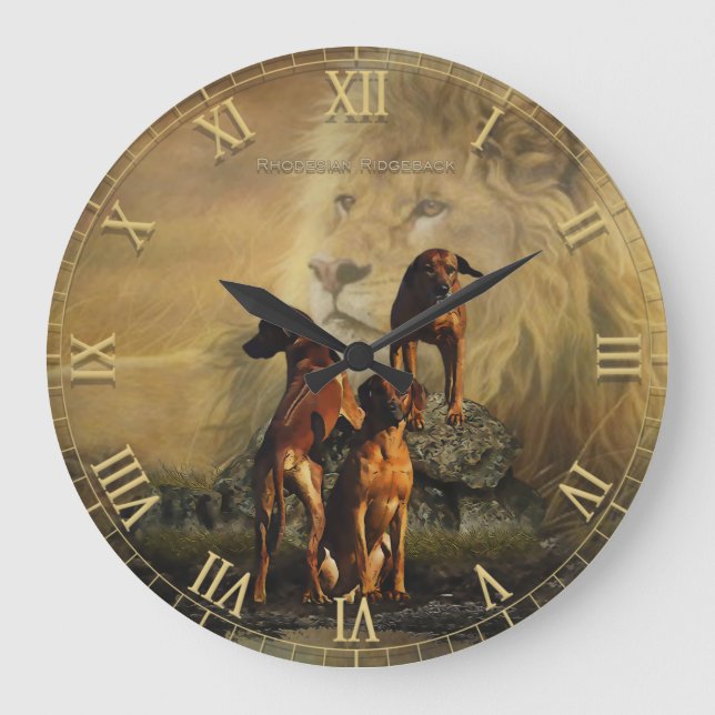 Rhodesian Ridgeback Lion Hound Art Large Clock (Front)