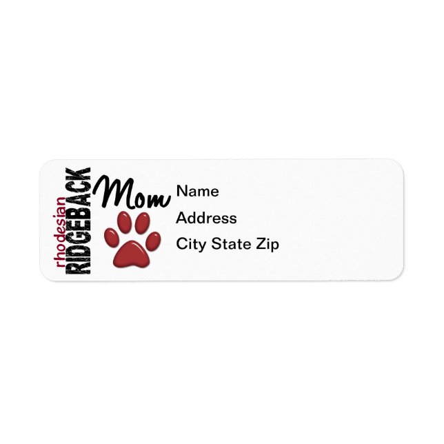 Rhodesian Ridgeback Mum 2 Return Address Label (Front)