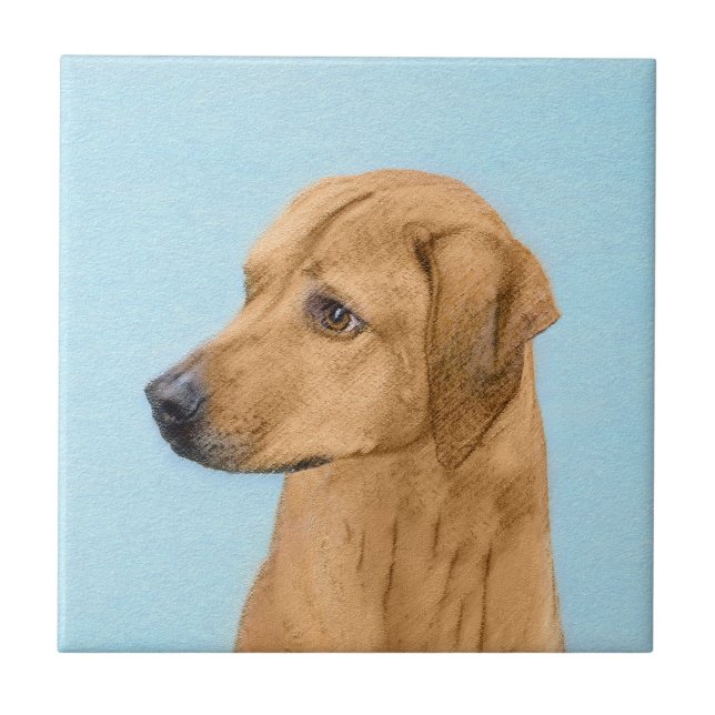 Rhodesian Ridgeback Painting - Original Dog Art Ceramic Tile (Front)