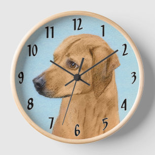 Rhodesian Ridgeback Painting - Original Dog Art Clock