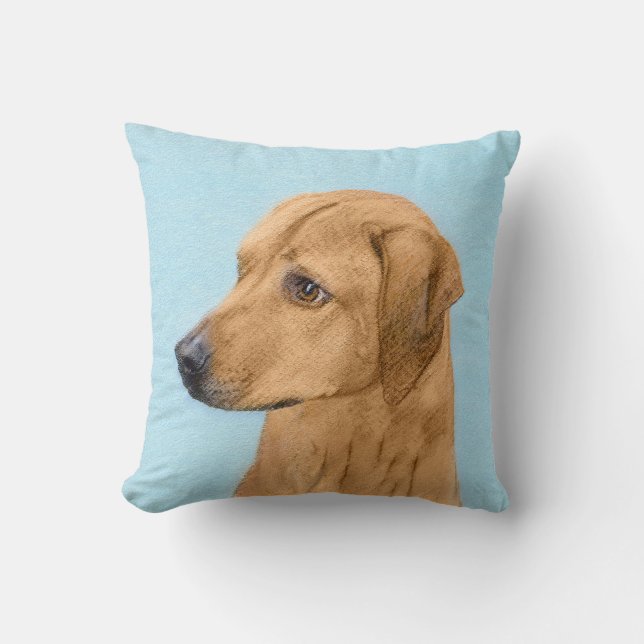 Rhodesian Ridgeback Painting - Original Dog Art Cushion (Front)