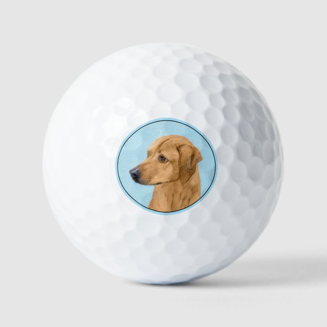 Rhodesian Ridgeback Painting - Original Dog Art Golf Balls (Front)