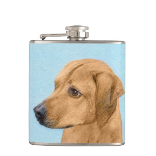 Rhodesian Ridgeback Painting - Original Dog Art Hip Flask