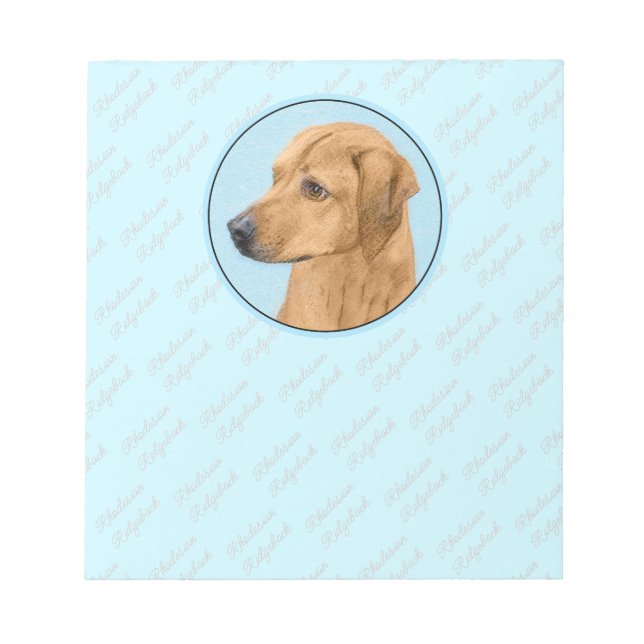 Rhodesian Ridgeback Painting - Original Dog Art Notepad (Front)