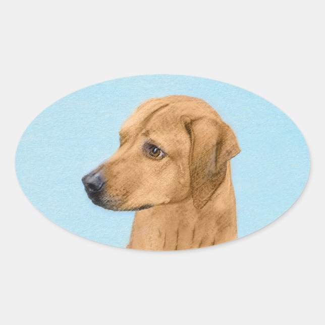 Rhodesian Ridgeback Painting - Original Dog Art Oval Sticker (Front)