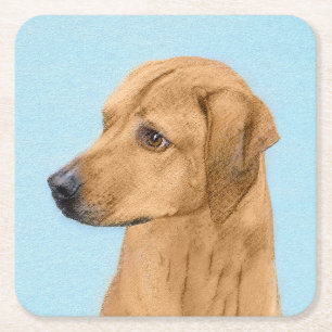 Rhodesian Ridgeback Painting - Original Dog Art Square Paper Coaster