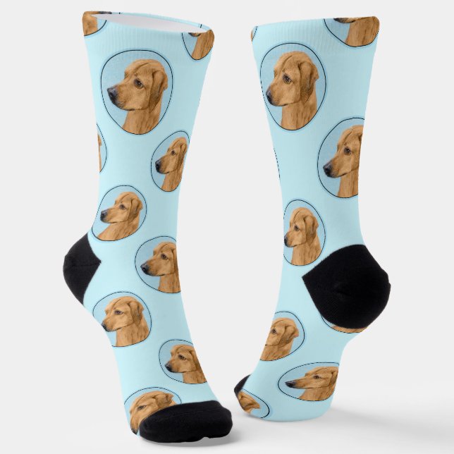 Rhodesian Ridgeback Painting Red Wheaten Dog Art Socks (Angled)