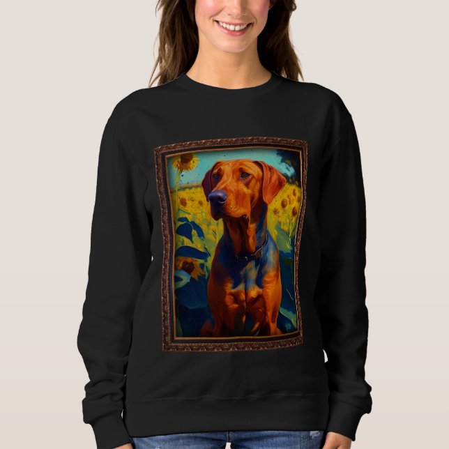 Rhodesian Ridgeback Painting Sunflower Flower Mom  Sweatshirt (Front)