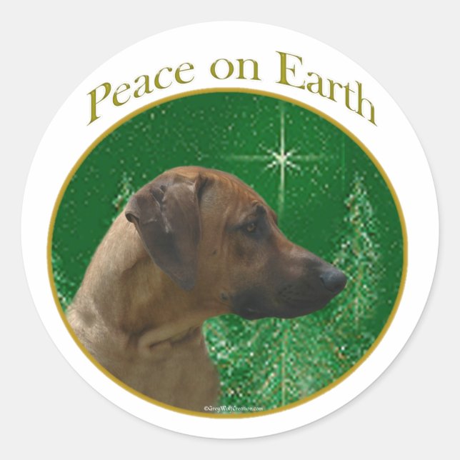 Rhodesian Ridgeback Peace Classic Round Sticker (Front)
