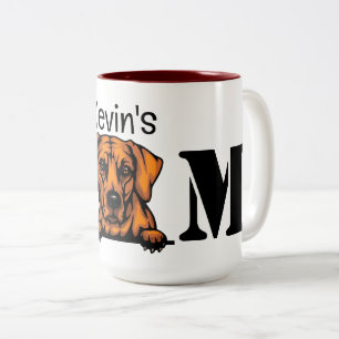  Rhodesian Ridgeback Peeking Personalised Mum Two-Tone Coffee Mug