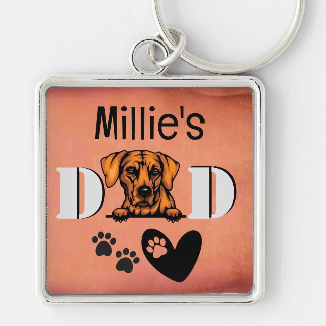 Rhodesian Ridgeback Personalised Peeking  Key Ring (Front)
