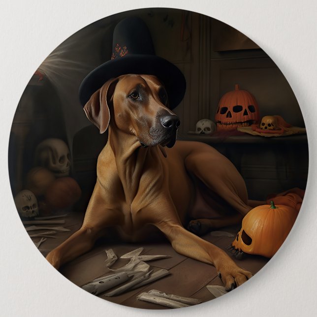 Rhodesian Ridgeback Pumpkins Halloween Scary 6 Cm Round Badge (Front)