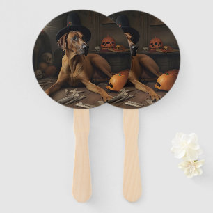 Rhodesian Ridgeback Pumpkins Halloween Scary Hand Fan