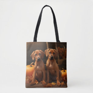 Rhodesian Ridgeback Puppy Autumn Delight Pumpkin  Tote Bag