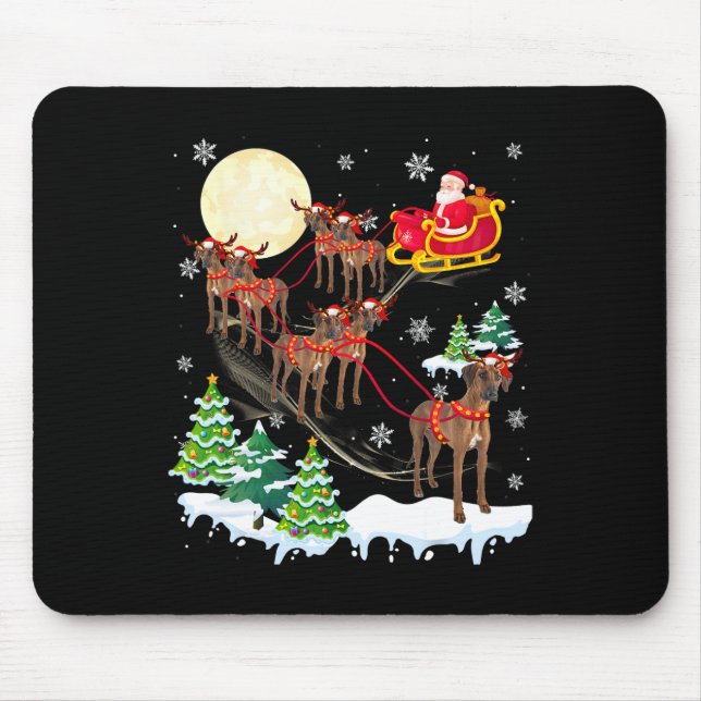 Rhodesian Ridgeback Reindeer Christmas Dog Riding  Mouse Pad (Front)