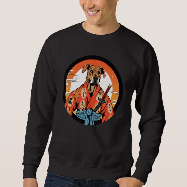 Rhodesian Ridgeback Samurai Funny Dog Warrior Sweatshirt (Front)