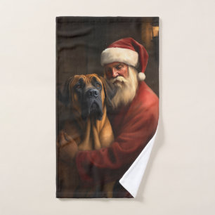 Rhodesian Ridgeback Santa Claus Festive Christmas Bath Towel Set