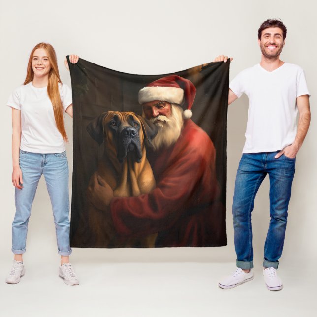 Rhodesian Ridgeback Santa Claus Festive Christmas Fleece Blanket (In Situ)