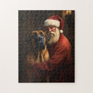 Rhodesian Ridgeback Santa Claus Festive Christmas Jigsaw Puzzle