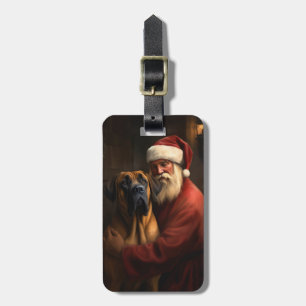 Rhodesian Ridgeback Santa Claus Festive Christmas Luggage Tag