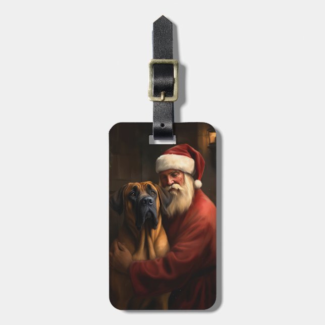 Rhodesian Ridgeback Santa Claus Festive Christmas Luggage Tag (Front Vertical)