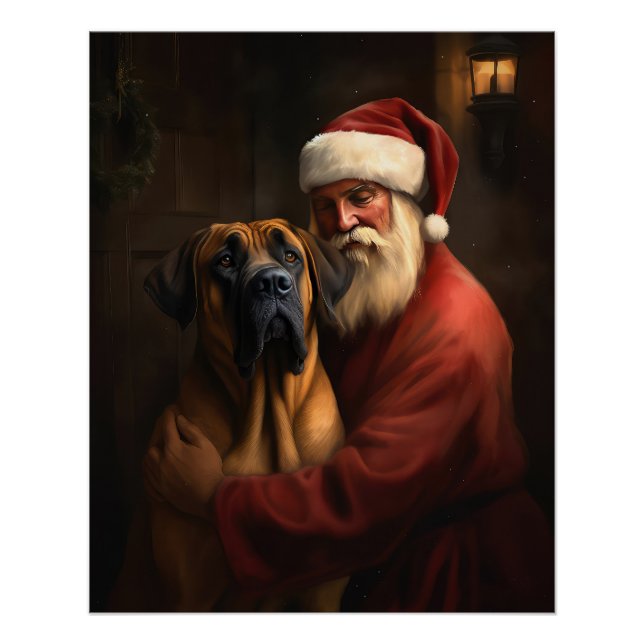 Rhodesian Ridgeback Santa Claus Festive Christmas Poster (Front)