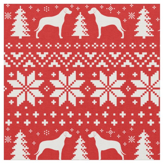 Rhodesian Ridgeback Silhouettes Christmas Holiday Fabric (Close Up)