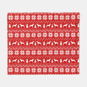Rhodesian Ridgeback Silhouettes Christmas Holiday Fleece Blanket