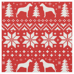 Rhodesian Ridgeback Silhouettes Christmas Pattern Fabric
