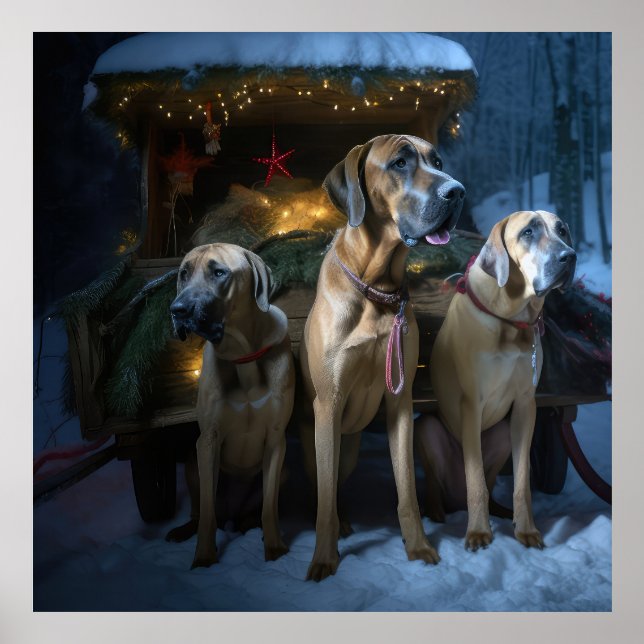 Rhodesian Ridgeback Snowy Sleigh Christmas Decor (Front)
