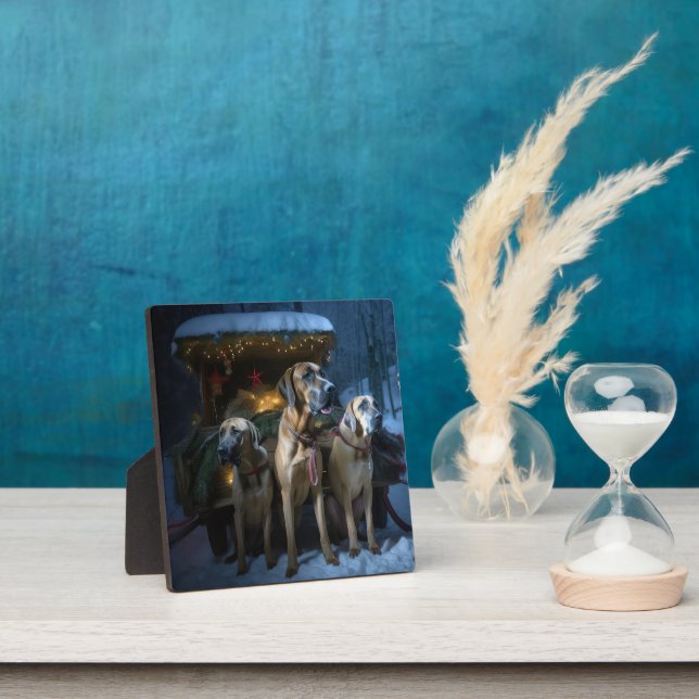 Rhodesian Ridgeback Snowy Sleigh Christmas Decor Plaque (Insitu)