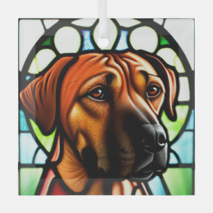 Rhodesian Ridgeback "Stained Glass"  Glass Tree Decoration