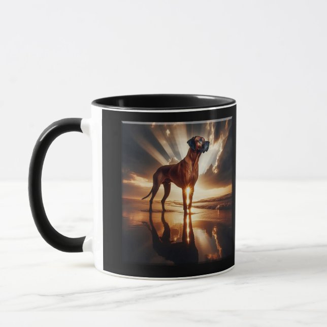 Rhodesian Ridgeback Sunset Beach Majesty  Mug (Left)