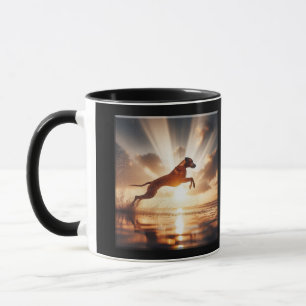 Rhodesian Ridgeback Sunset Jump Art Mug