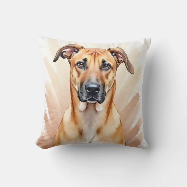 Rhodesian Ridgeback Watercolor Ridge Line Art Cushion (Front)