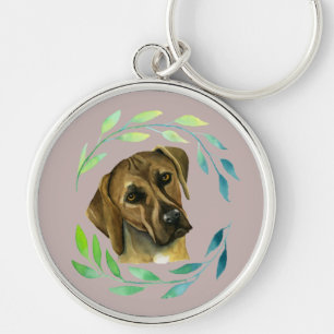 Rhodesian Ridgeback with a Wreath Watercolor Key Ring
