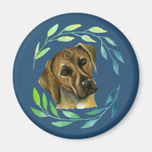 Rhodesian Ridgeback with a Wreath Watercolor Magnet
