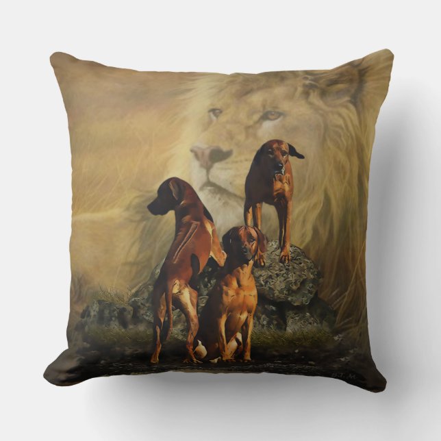 Rhodesian Ridgeback with Lion    Cushion (Front)