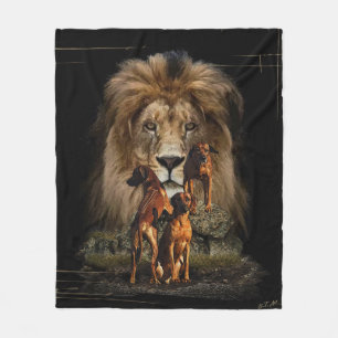 Rhodesian Ridgeback with Lion Fleece Blanket