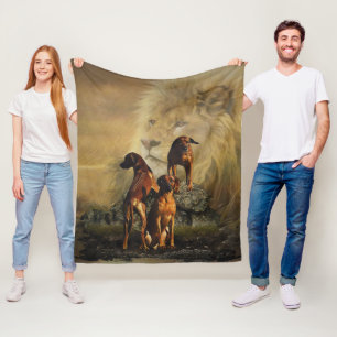 Rhodesian Ridgeback with Lion Fleece Blanket