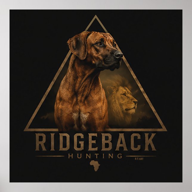 Rhodesian Ridgeback with Lion    Poster (Front)