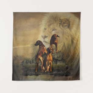 Rhodesian Ridgeback with Lion Tapestry