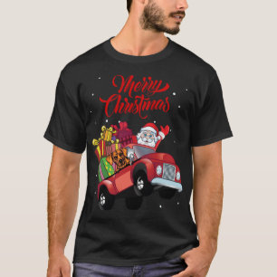 Rhodesian Ridgeback With Santa Claus In Red Truck T-Shirt