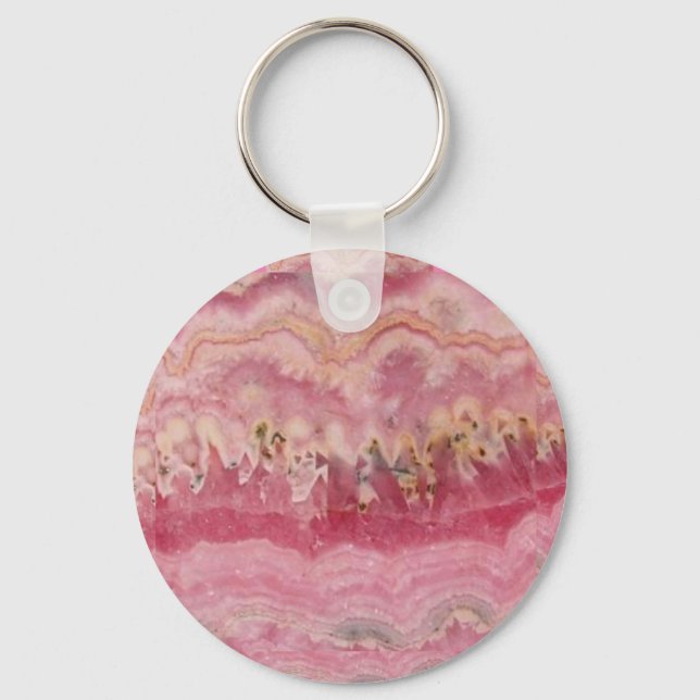 Rhodochrosite Gemstone Keychain (Front)