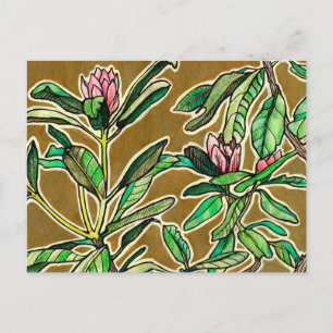 Rhododendron Azalea Spring Flowers Floral Sketch Postcard