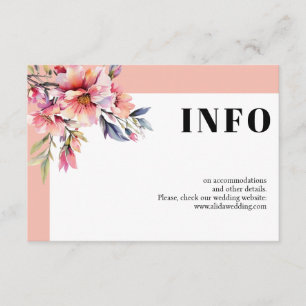 Rhododendron branch peach pink flowers wedding enclosure card